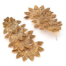 Gold Plated Leaf Design Contemporary Long Drop Earrings