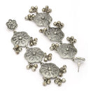 Oxidised Silver Toned Floral Shaped Dangler Earrings