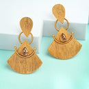 Gold Plated CZ Studded Tribal Style Dangler Earrings