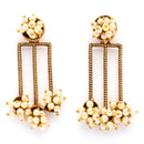 Gold Plated White Pearl Beaded Drop Earrings
