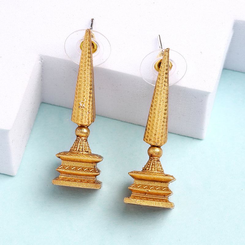 Gold Plated Designer Statement Drop Earrings