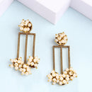 Gold Plated White Pearl Beaded Drop Earrings
