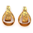 Gold Plated Unique Engraved Design Tribal Style Drop Earrings