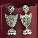 Oxidised Silver Toned Pearl Beaded Tribal Boho Style Earrings