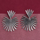 Oxidised Silver Toned Leaf Shaped Styles Drop Earrings