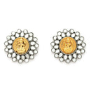 Oxidised Dual Toned Goddess Laxmi Temple Coin Mirror Studded Stud Earrings