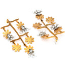 Gold Plated Oxidised Dual Toned Floral Shaped Pearl Beaded Dangler Earrings