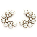 Gold Plated Pearl Studded Semi Circle Shaped Stud Earrings