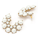 Gold Plated Pearl Studded Semi Circle Shaped Stud Earrings
