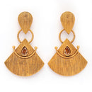 Gold Plated CZ Studded Tribal Style Dangler Earrings