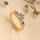 Gold Plated White American Diamond Studded Adjustable Rings