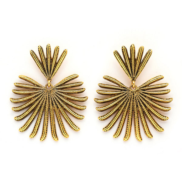 Gold Plated Leaf Shaped Styles Drop Earrings