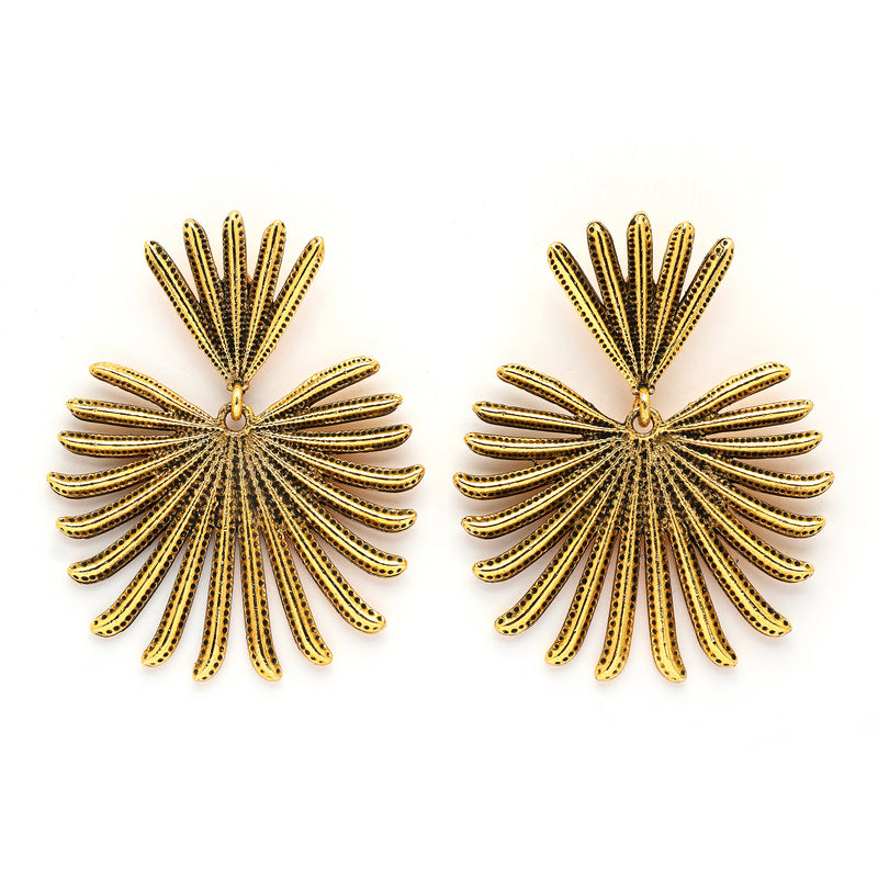 Gold Plated Leaf Shaped Styles Drop Earrings