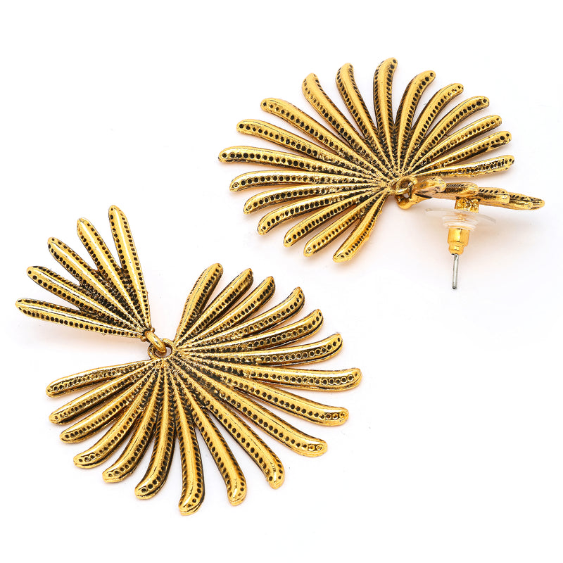 Gold Plated Leaf Shaped Styles Drop Earrings