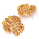 Traditional Gold Plated Bird Shaped Pearl Beaded Earrings