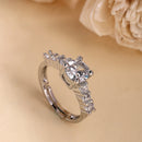Rhodium Plated Silver Toned White American Diamond Studded Adjustable Ring