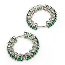 Rhodium Plated Silver Toned Blue American Diamond Embellished Hoop Earrings