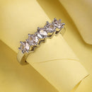 Rhodium Plated Silver Toned  White American Diamond Studded Adjustable Ring