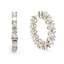 Rhodium Plated Silver Toned White American Diamond Embellished Hoop Earrings