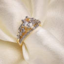 Elegant Gold Plated White American Diamond Studded Sparkling Adjustable Ring