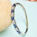 Rhodium Plated Silver Toned Royal Blue  American Diamond Studded Bracelet