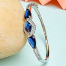 Rhodium Plated with Blue American Diamond Studded Kada Bracelet
