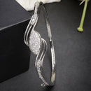 Rhodium Plated with White American Diamond Studded Stylish Kada Bracelet