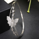 Rhodium Plated Silver Toned  Butterfly Shaped White American Diamond Studded Bracelet