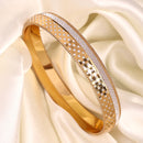 Gold Plated Dual Toned Engraved Texture Kada For Men