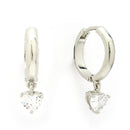 Rhodium Plated Silver Toned Teardrop Shaped White American Diamond Studded Hoop Earrings