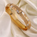 Gold Plated Dual Toned Engraved Texture Kada For Men