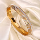 Gold Plated Dual Toned Engraved Texture Kada For Men