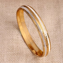 Gold Plated Dual Toned Engraved Texture Kada For Men