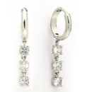 Rhodium Plated Silver Toned Drop Shaped White American Diamond Studded Hoop Earrings