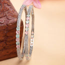 Rhodium Plated Pastel American Diamonds Studded Kada Bangles