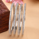 Rhodium Plated Small White American Diamond Studded Bangles