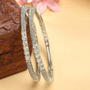 Rhodium Plated White American Diamonds Studded Bangles
