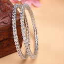 Rhodium Plated White American Diamond Studded Thin Bangles