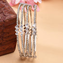 Rhodium Plated White American Diamonds Studded Bangles