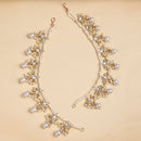 Traditional Gold Plated Kundan Studded White Pearl Beaded Multilayer Ear Chain Earrings