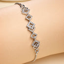 Rhodium Plated Silver Toned White American Diamond Studded  Bracelet