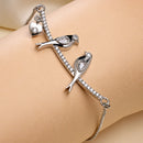 Rhodium Plated Silver Toned White American Diamond Studded Wraparound Bracelet