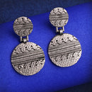 Oxidised Unique Quirky Engraved Design Tribal Style Drop Earrings