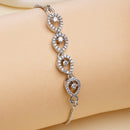 Rhodium Plated Silver Toned Drop Shaped White American Diamond Studded Bracelet