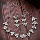Oxidised Silver Toned Tribal Style Triangular Shaped Jewellery Set