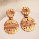 Elegant Gold Plated Circular Shaped Tribal Style Drop Earrings