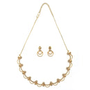 Gold Plated Rose Shaped White American Diamond Studded Jewellery Set