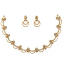 Gold Plated Rose Shaped White American Diamond Studded Jewellery Set