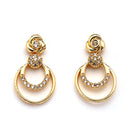 Gold Plated Rose Shaped White American Diamond Studded Jewellery Set