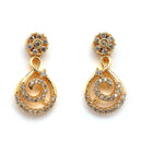 Gold Plated Spiral Shaped White American Diamond Studded Necklace With Earrings Jewellery Set
